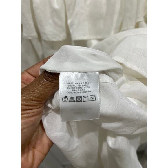 LPA x Revolve White Vivia Linen Blend Puff Sleeve Mini Dress Sz XL - Picture 9 of 11